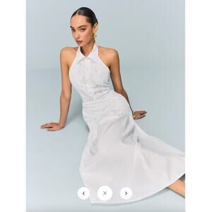 Commense Pocketed Halter Neck Embroidered Dress with Non-Belte Sz L